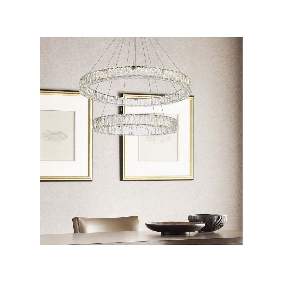 Monroe 36" Wide LED Crystal Ring Chandelier with Clear Crystal Accents