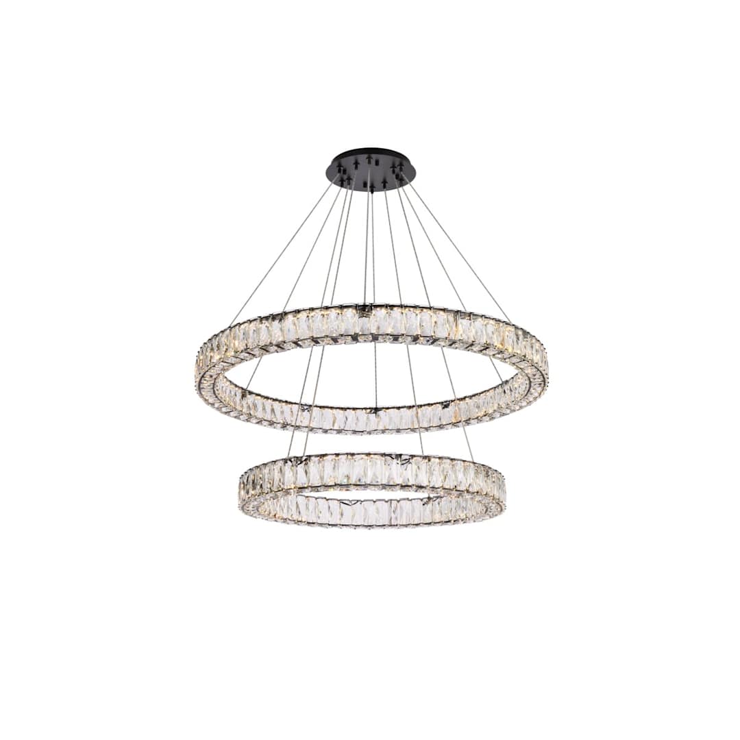 Monroe 36" Wide LED Crystal Ring Chandelier with Clear Crystal Accents