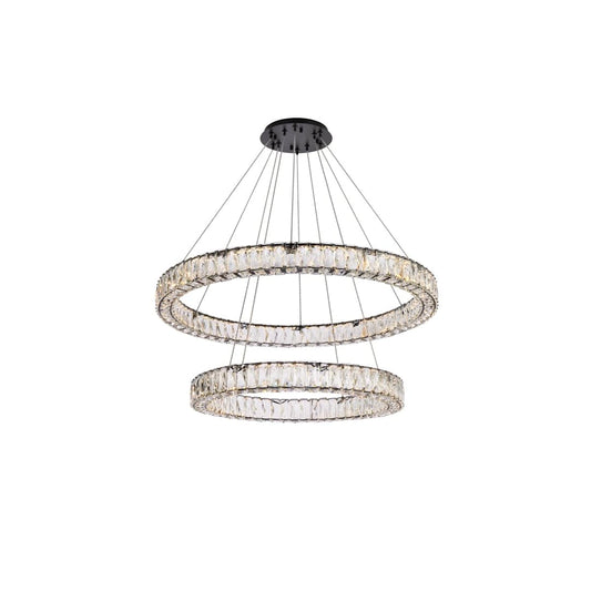 Monroe 36" Wide LED Crystal Ring Chandelier with Clear Crystal Accents