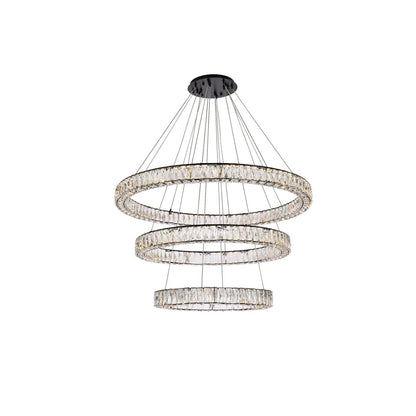 Monroe 41" Wide LED Crystal Ring Chandelier with Clear Crystal Accents