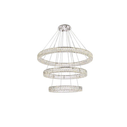Monroe 41" Wide LED Crystal Ring Chandelier with Clear Crystal Accents