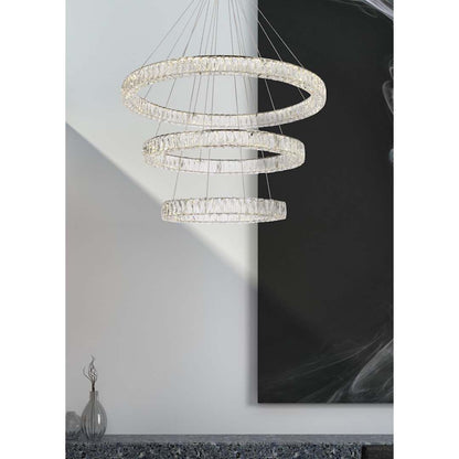 Monroe 41" Wide LED Crystal Ring Chandelier with Clear Crystal Accents