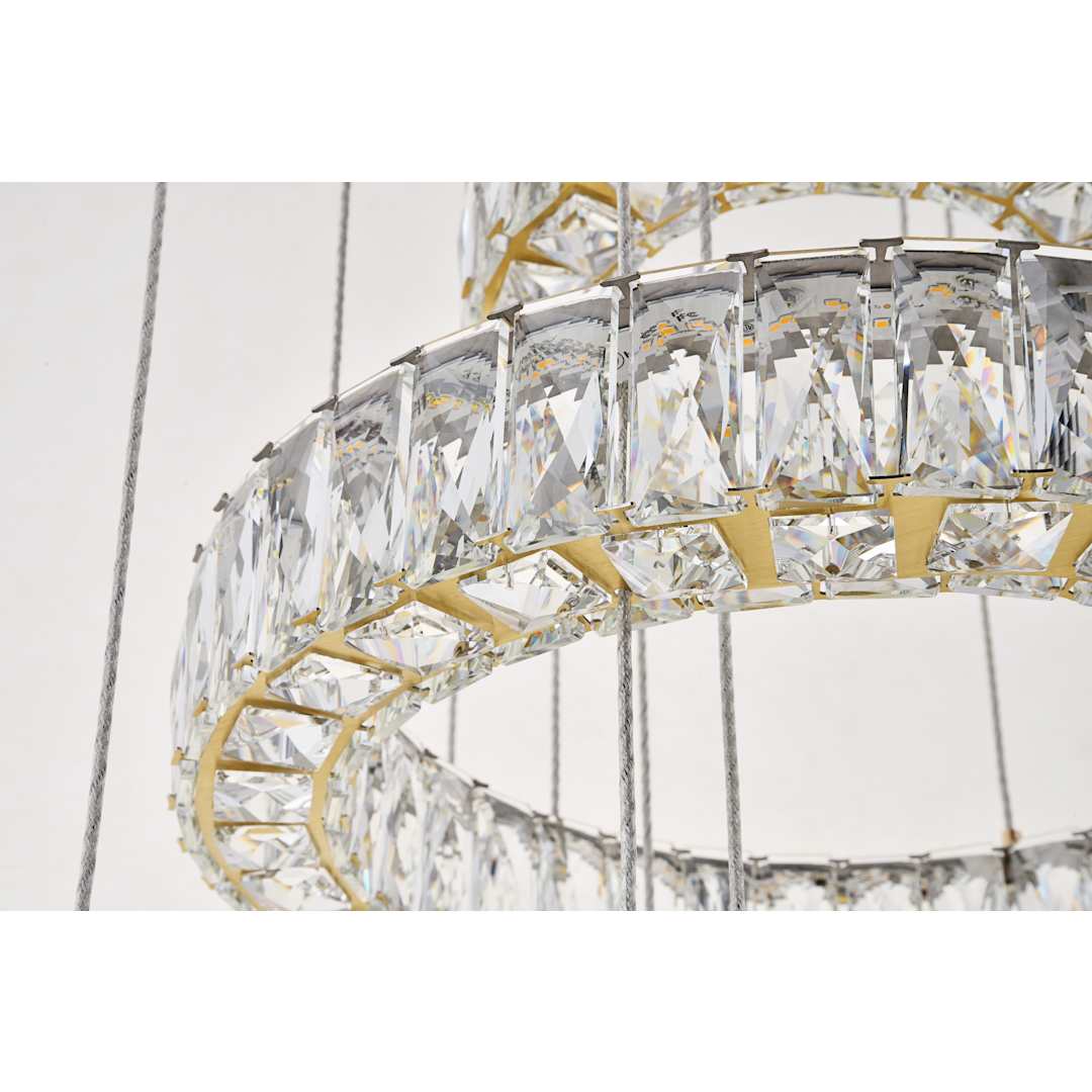 Monroe 5 Light 26" Wide LED Crystal Ring Chandelier with Clear Royal Cut Crystals