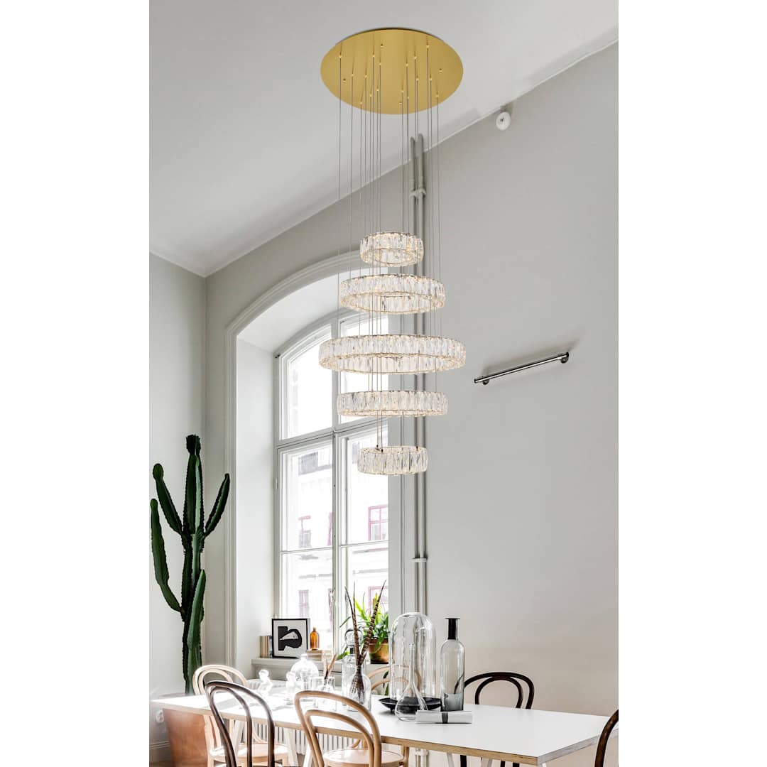 Monroe 5 Light 26" Wide LED Crystal Ring Chandelier with Clear Royal Cut Crystals