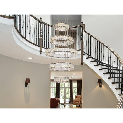 Monroe 5 Light 26" Wide LED Crystal Ring Chandelier with Clear Royal Cut Crystals