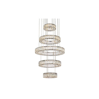 Monroe 5 Light 26" Wide LED Crystal Ring Chandelier with Clear Royal Cut Crystals
