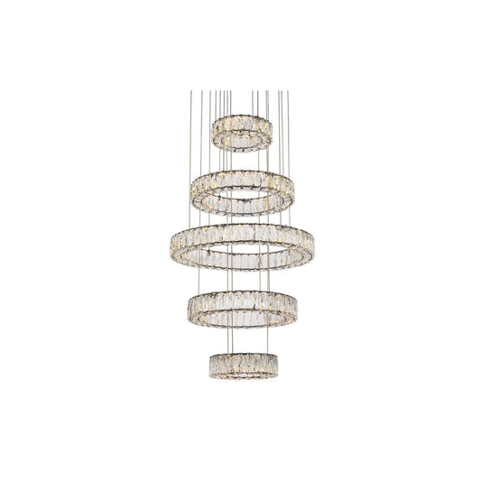 Monroe 5 Light 26" Wide LED Crystal Ring Chandelier with Clear Royal Cut Crystals