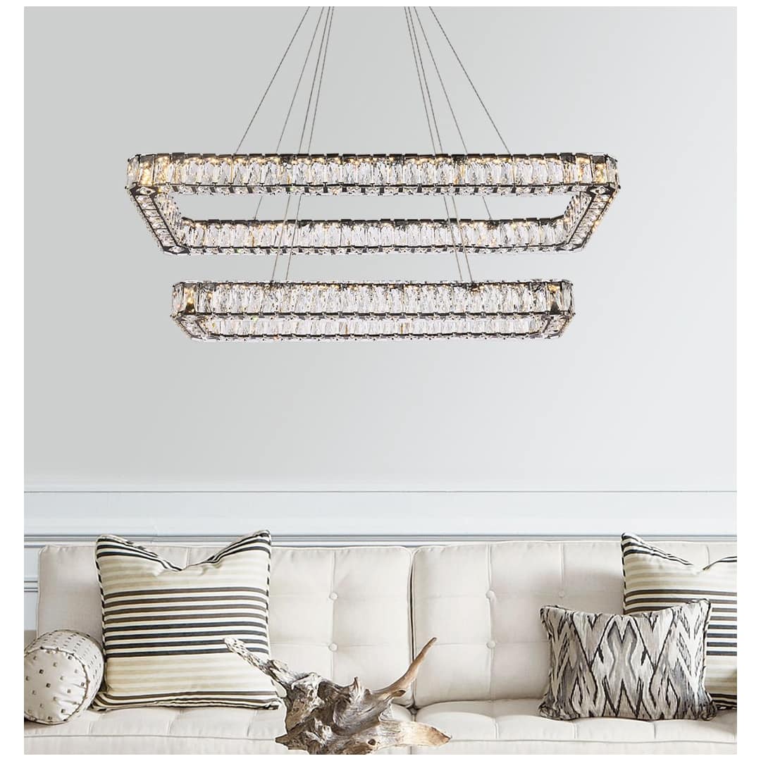 Monroe 42" Wide LED Crystal Linear Chandelier with Clear Crystal Accents