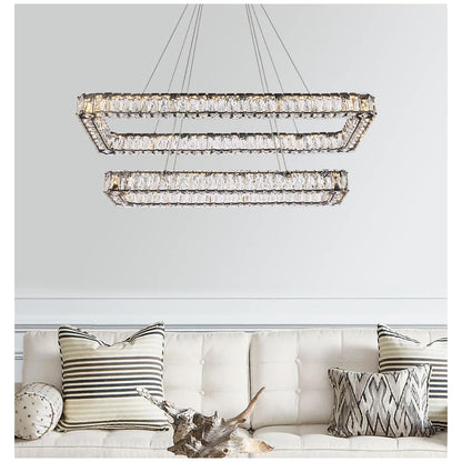Monroe 42" Wide LED Crystal Linear Chandelier with Clear Crystal Accents