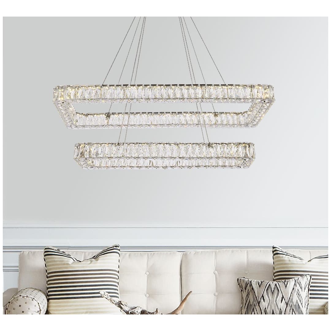 Monroe 42" Wide LED Crystal Linear Chandelier with Clear Crystal Accents
