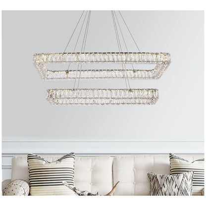 Monroe 42" Wide LED Crystal Linear Chandelier with Clear Crystal Accents