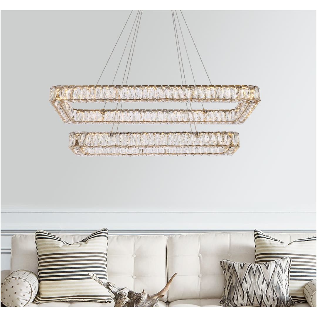 Monroe 42" Wide LED Crystal Linear Chandelier with Clear Crystal Accents