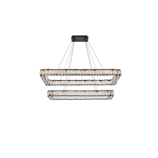 Monroe 42" Wide LED Crystal Linear Chandelier with Clear Crystal Accents