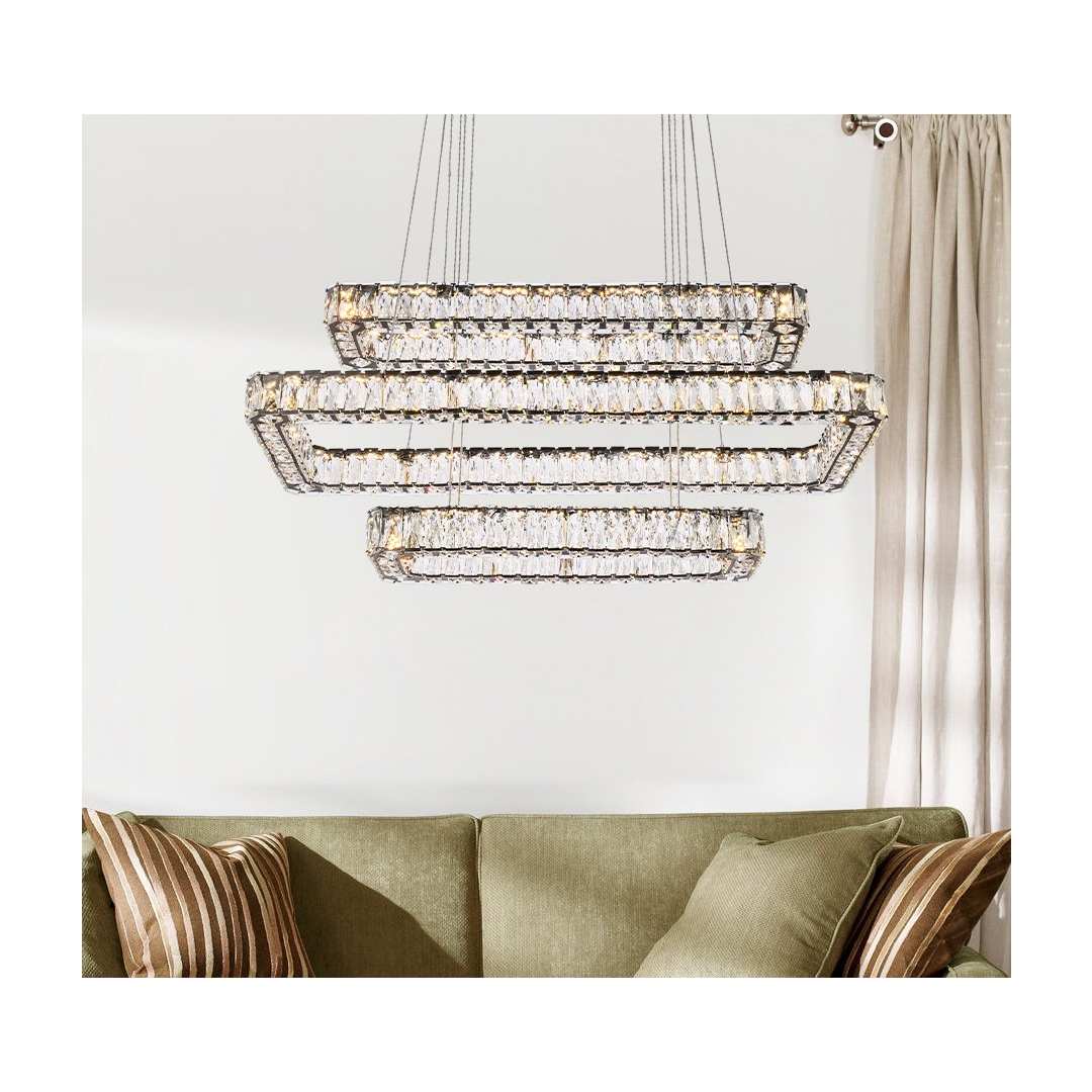 Monroe 42" Wide LED Crystal Linear Chandelier with Clear Crystal Accents