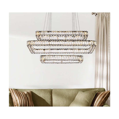 Monroe 42" Wide LED Crystal Linear Chandelier with Clear Crystal Accents