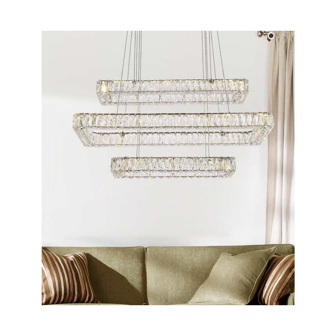 Monroe 42" Wide LED Crystal Linear Chandelier with Clear Crystal Accents