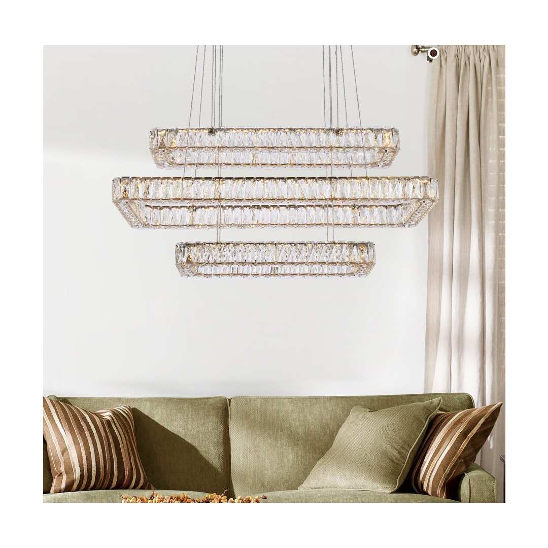 Monroe 42" Wide LED Crystal Linear Chandelier with Clear Crystal Accents