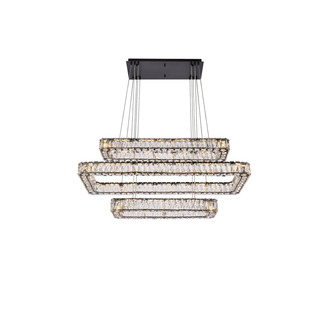 Monroe 42" Wide LED Crystal Linear Chandelier with Clear Crystal Accents