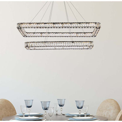 Monroe 50" Wide LED Crystal Linear Chandelier with Clear Crystal Accents