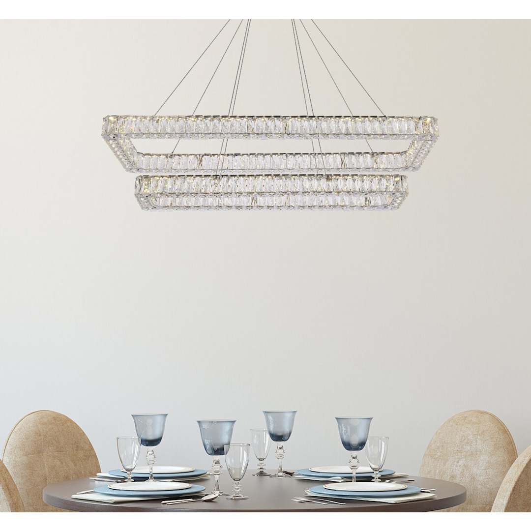 Monroe 50" Wide LED Crystal Linear Chandelier with Clear Crystal Accents