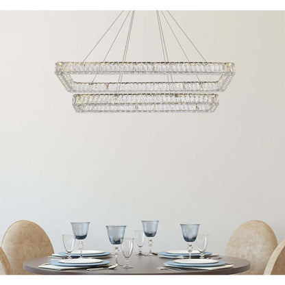 Monroe 50" Wide LED Crystal Linear Chandelier with Clear Crystal Accents