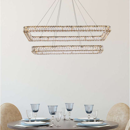 Monroe 50" Wide LED Crystal Linear Chandelier with Clear Crystal Accents