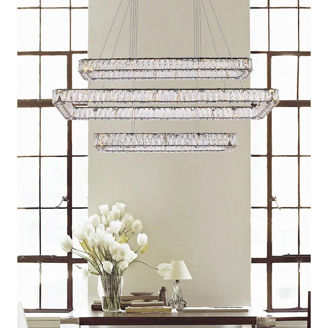 Monroe 50" Wide LED Crystal Linear Chandelier with Clear Crystal Accents