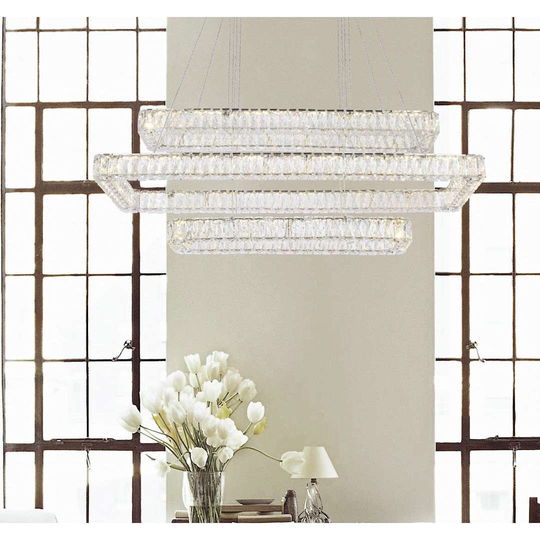Monroe 50" Wide LED Crystal Linear Chandelier with Clear Crystal Accents