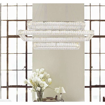 Monroe 50" Wide LED Crystal Linear Chandelier with Clear Crystal Accents