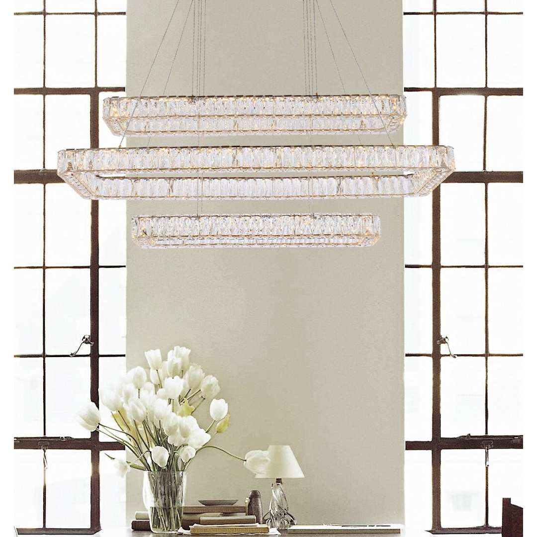 Monroe 50" Wide LED Crystal Linear Chandelier with Clear Crystal Accents