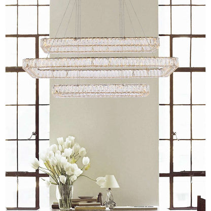 Monroe 50" Wide LED Crystal Linear Chandelier with Clear Crystal Accents