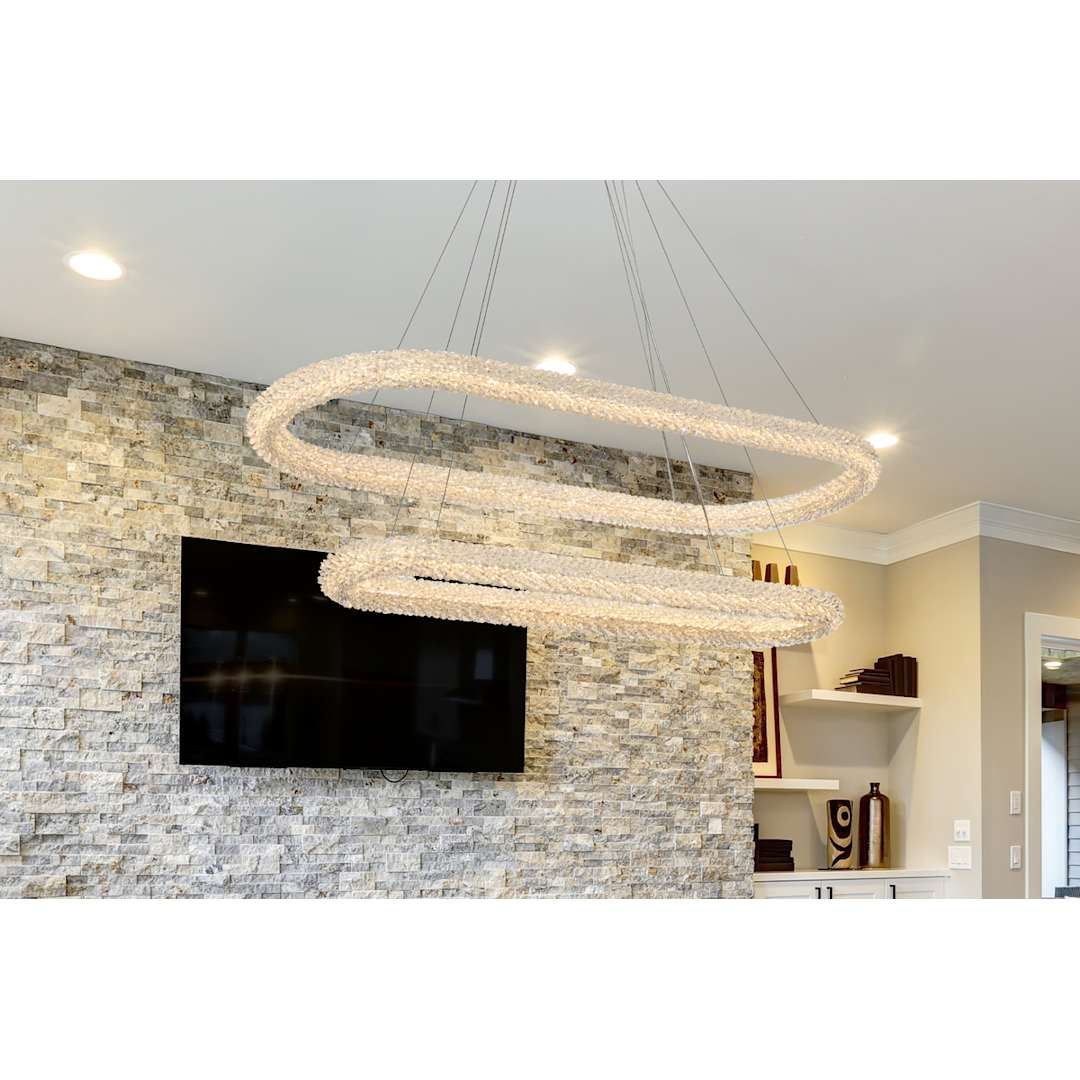 Bowen 51" Wide LED Crystal Ring Chandelier - 1400 Lumens