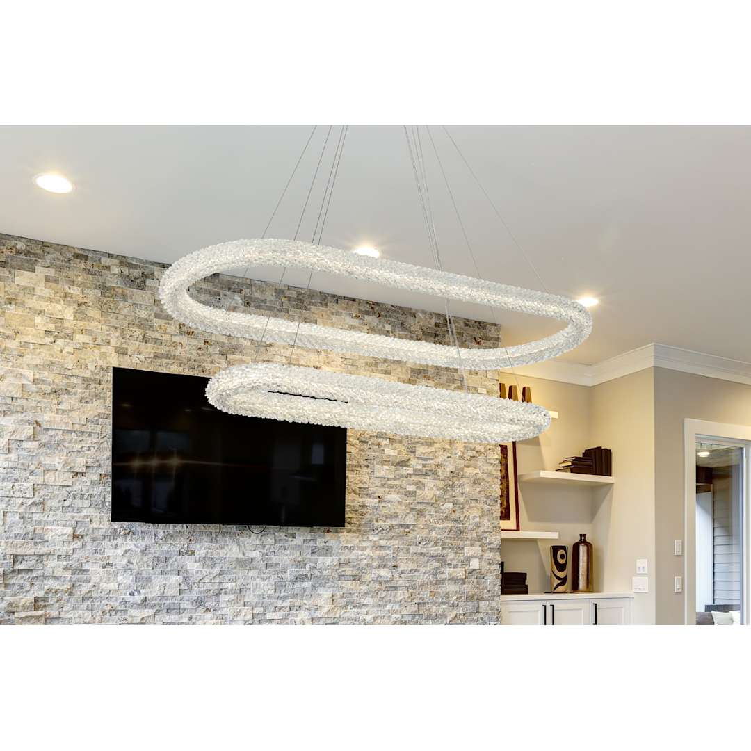 Bowen 51" Wide LED Crystal Ring Chandelier - 1400 Lumens