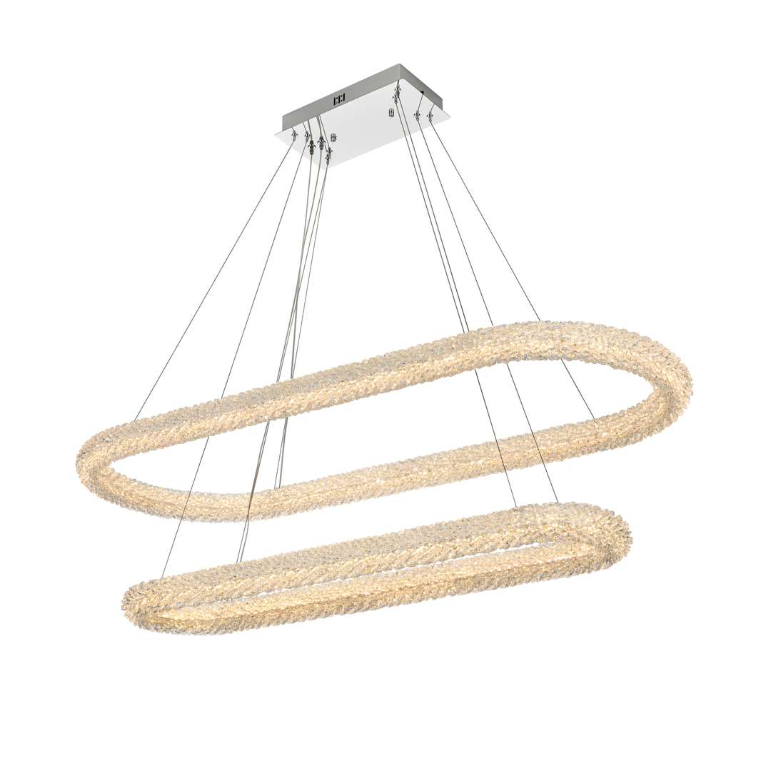 Bowen 51" Wide LED Crystal Ring Chandelier - 1400 Lumens