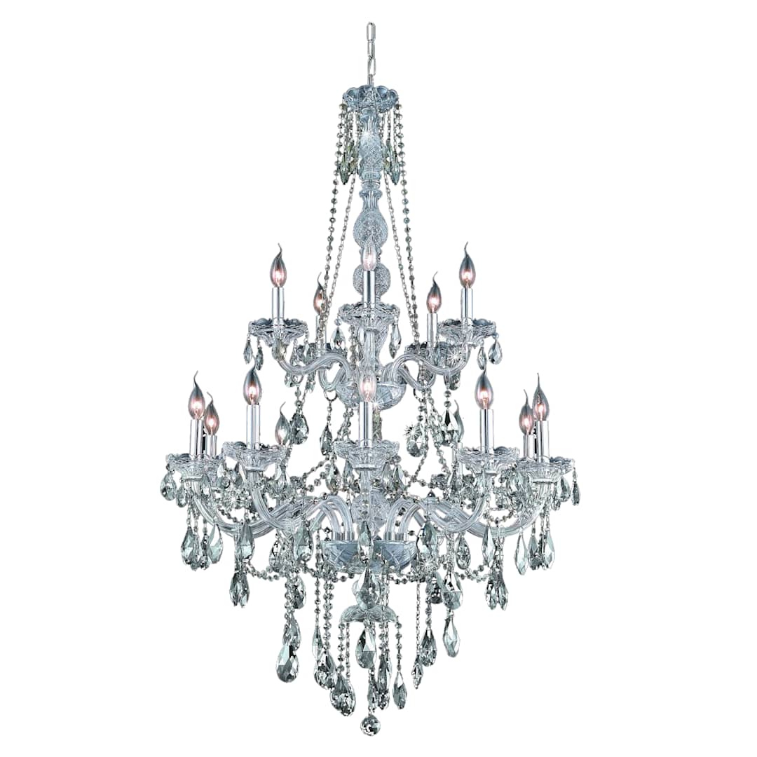 Verona 15 Light 33" Wide Crystal Chandelier with Golden Teak Royal Cut Crystals