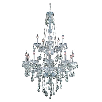 Verona 15 Light 33" Wide Crystal Chandelier with Golden Teak Royal Cut Crystals
