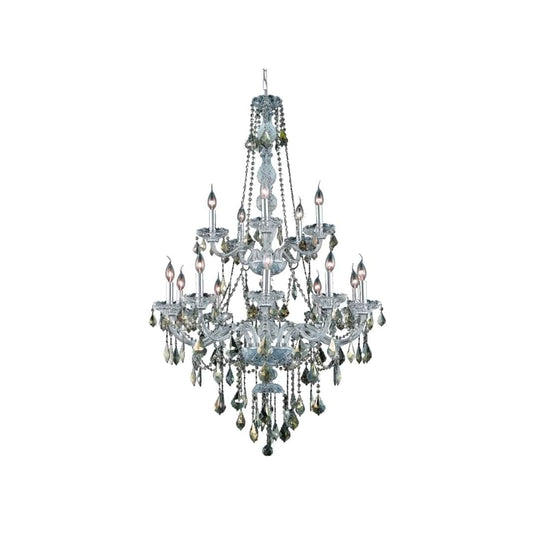 Verona 15 Light 33" Wide Crystal Chandelier with Golden Teak Royal Cut Crystals