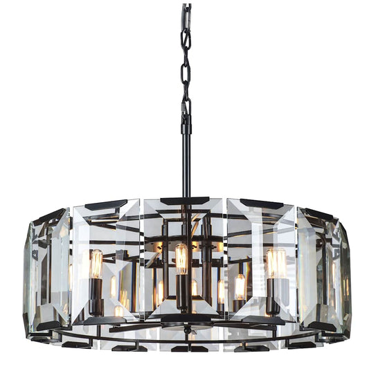Monaco 8 Light 30" Wide Glass Chandelier with Emerald Cut Glass Panels