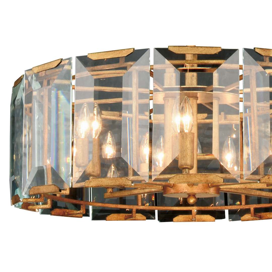 Monaco 8 Light 30" Wide Glass Chandelier with Emerald Cut Glass Panels