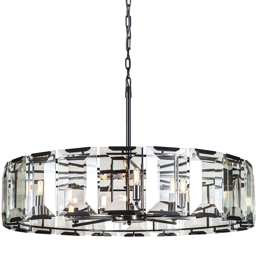 Monaco 10 Light 43" Wide Glass Chandelier with Emerald Cut Glass Panels