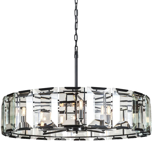 Monaco 10 Light 43" Wide Glass Chandelier with Emerald Cut Glass Panels