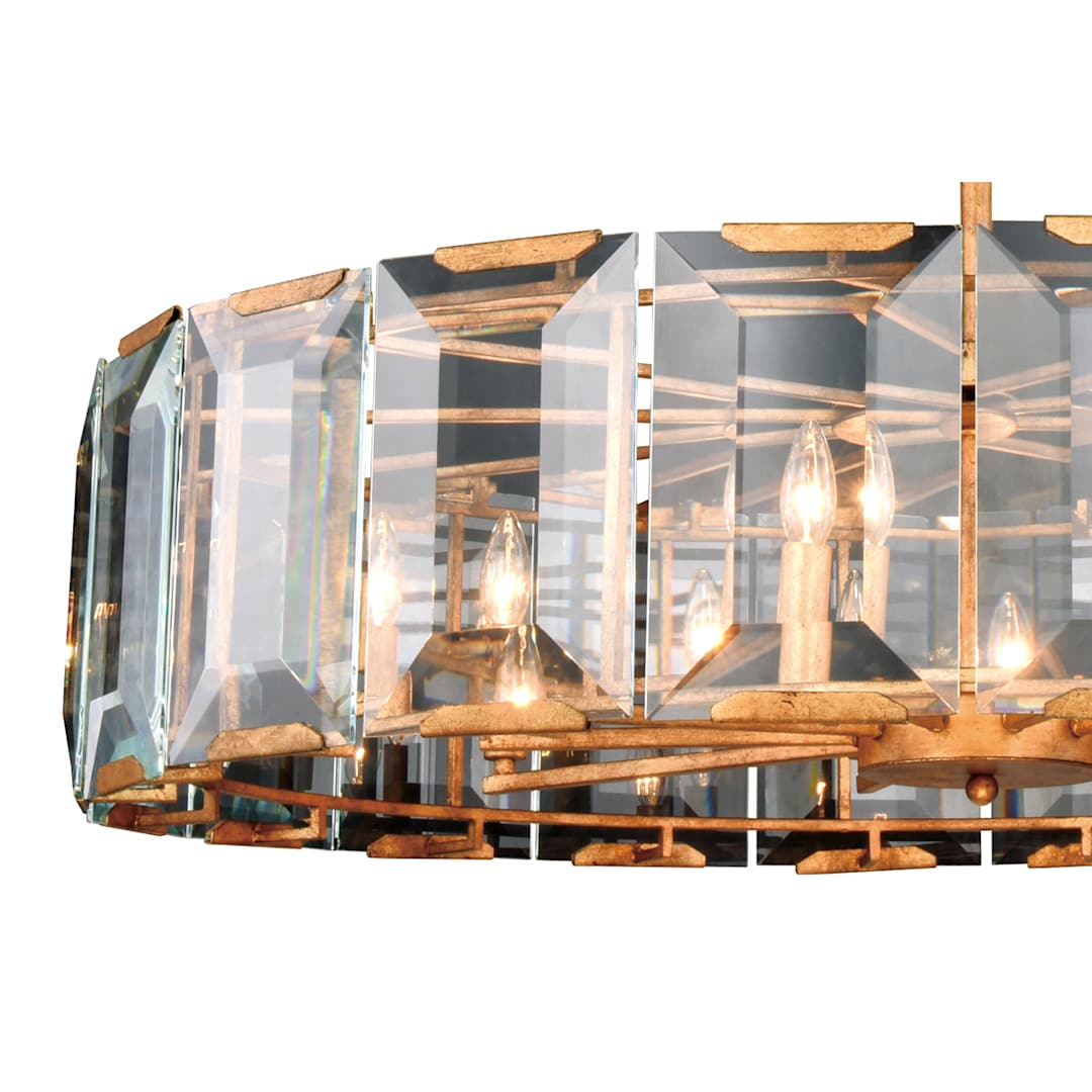 Monaco 10 Light 43" Wide Glass Chandelier with Emerald Cut Glass Panels
