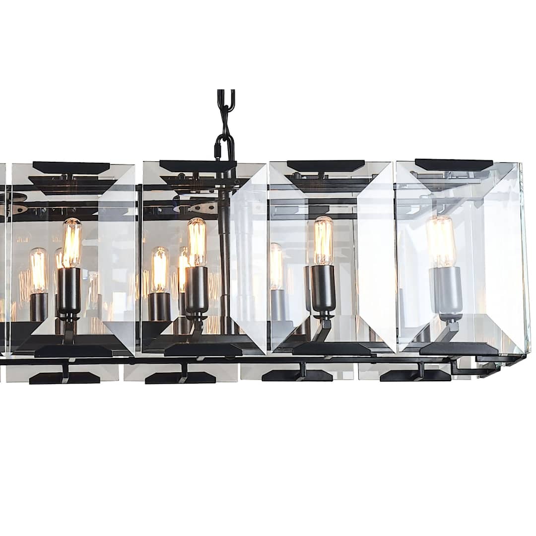 Monaco 16 Light 53" Wide Linear Style Chandelier with Emerald Cut Glass Panels