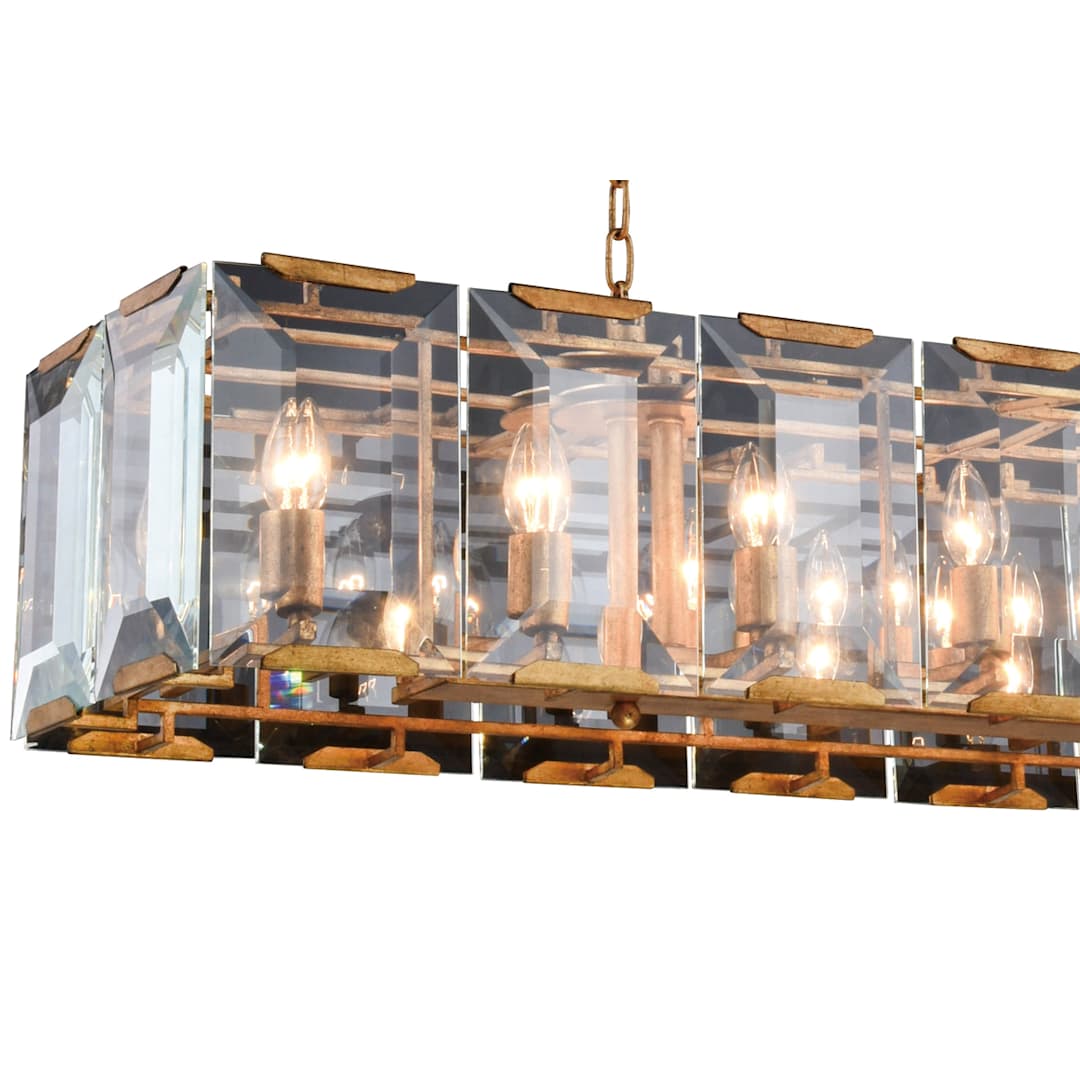 Monaco 16 Light 53" Wide Linear Style Chandelier with Emerald Cut Glass Panels