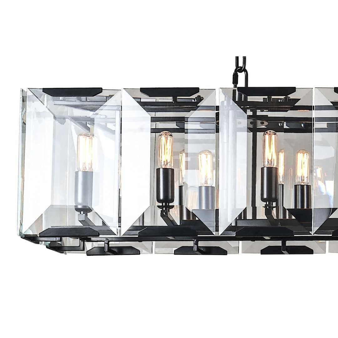 Monaco 18 Light 62" Linear Style Chandelier with Emerald Cut Glass Panels