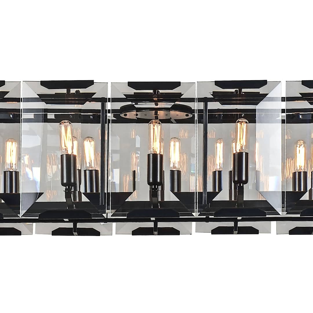 Monaco 18 Light 62" Linear Style Chandelier with Emerald Cut Glass Panels