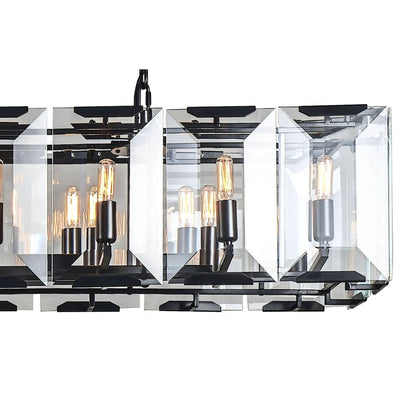 Monaco 18 Light 62" Linear Style Chandelier with Emerald Cut Glass Panels