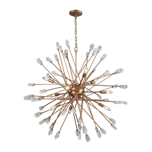 Serendipity 9 Light 38" Wide Sputnik Chandelier with Chiseled Rock Like Bubbled Glass Accents