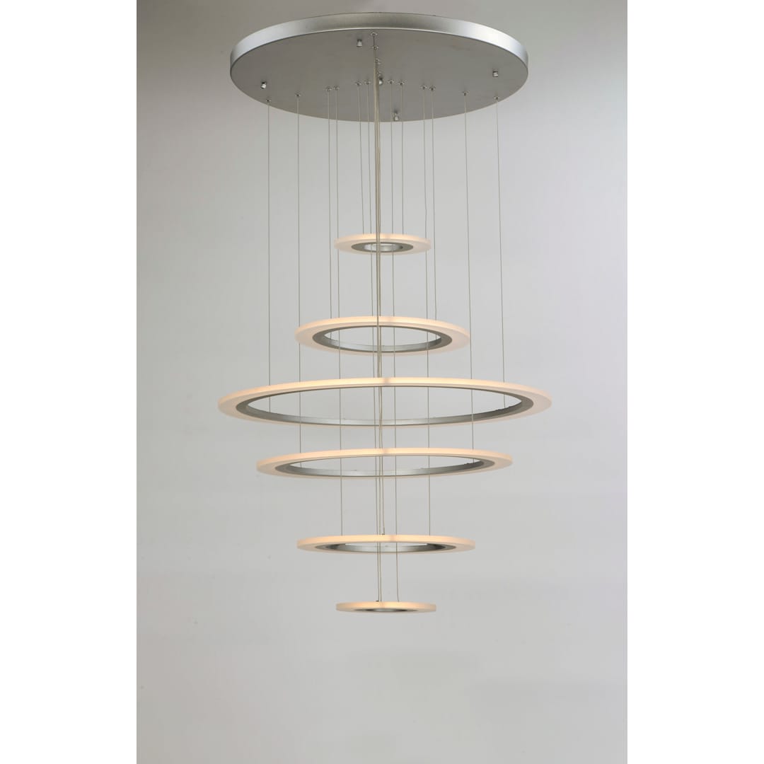 Saturn II 30" Tall 6 Ring LED Chandelier