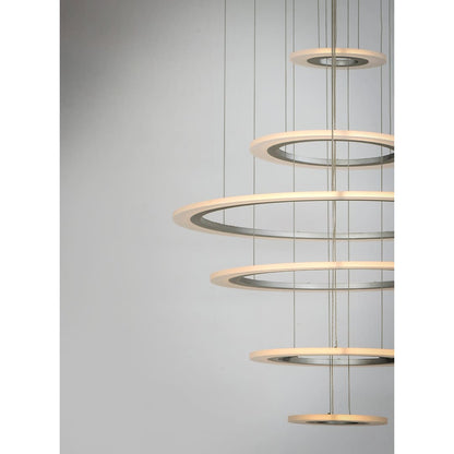 Saturn II 30" Tall 6 Ring LED Chandelier